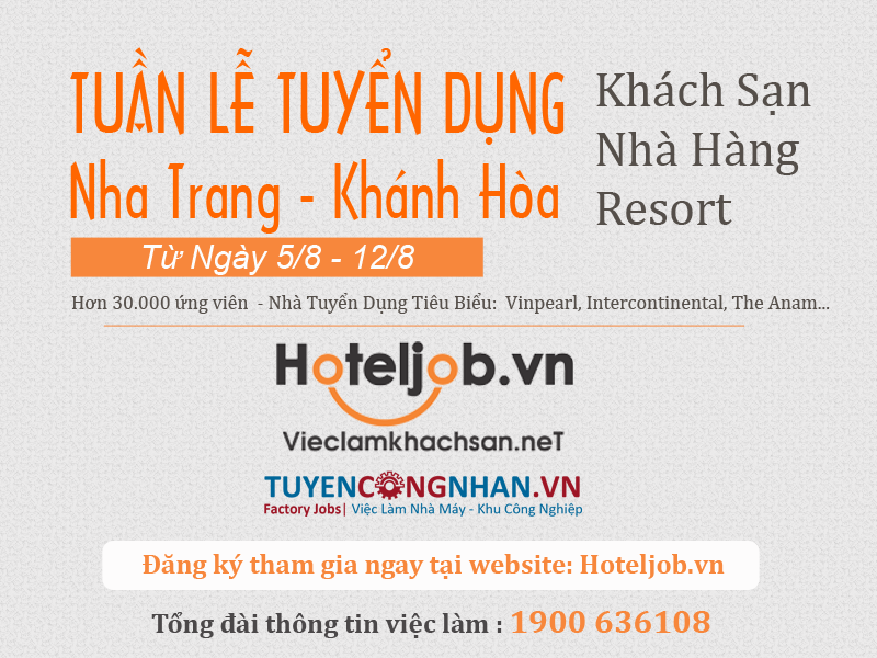 300 khách sạn, resort, nhà hàng cùng tuyển dụng tại Nha Trang – Khánh Hòa